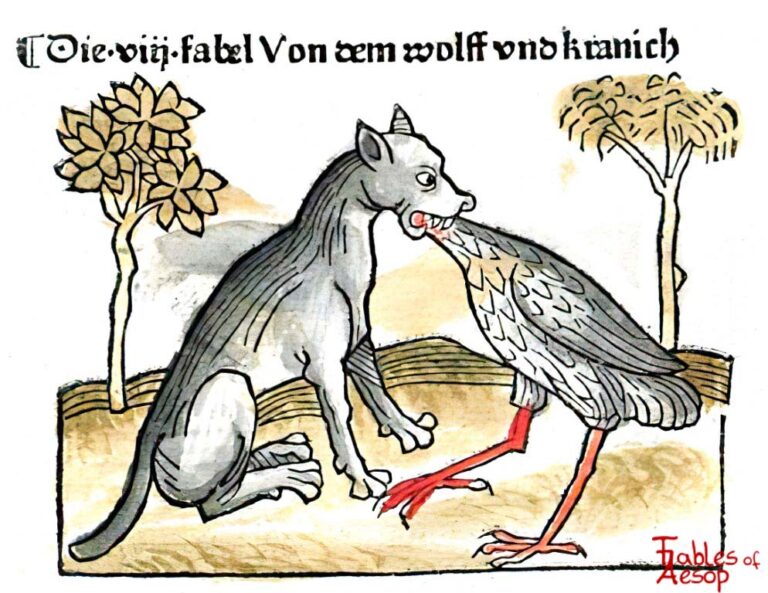The Wolf and The Crane Fables of Aesop